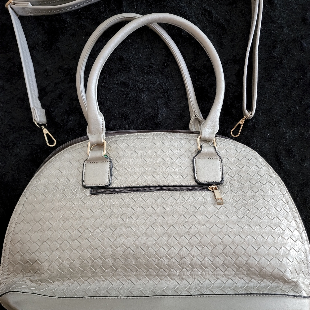 Satchel Silver with gold accents and brown interior purse - Picture 3 of 4